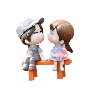 3Pcs/Set Lovers Chair Miniature Landscape DIY Ornament Garden Dollhouse Decor Artificial Mini Fairy Garden Crafts Decorations