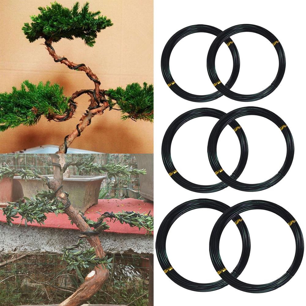6 Roll 5m Aluminum Tree Training Wires Garden Bonsai Beginners Trainers Artists  Plants Trees Training Wire 1mm/1.5mm/2mm Black
